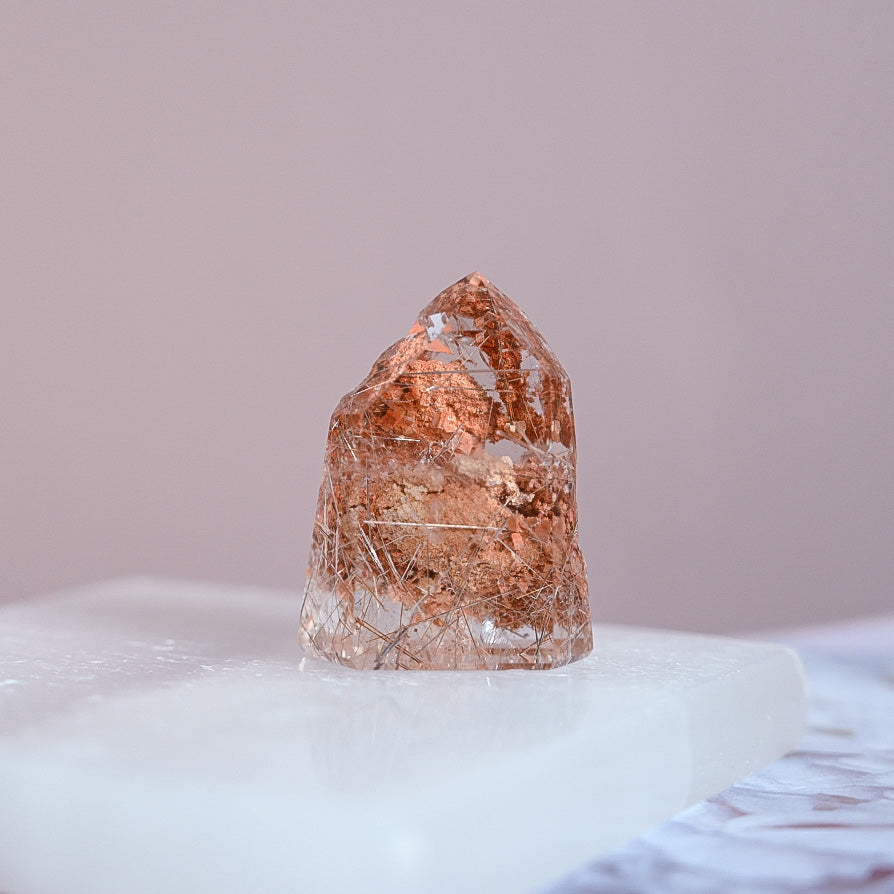 high-grade rutilated quartz with lodolite | point h