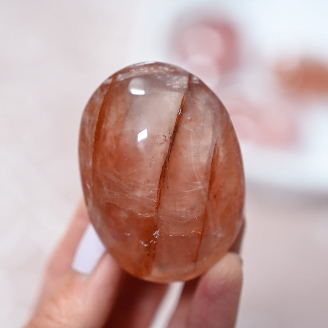 high-grade girasol fire quartz | palm stone i