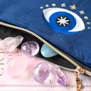 velvet all seeing eye crystal pouch