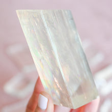 Load image into Gallery viewer, large rainbow-infused polished optical calcite
