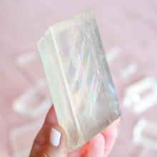 Load image into Gallery viewer, large rainbow-infused polished optical calcite