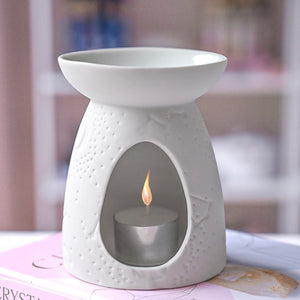 embossed ceramic celestial burner for oils and wax melts