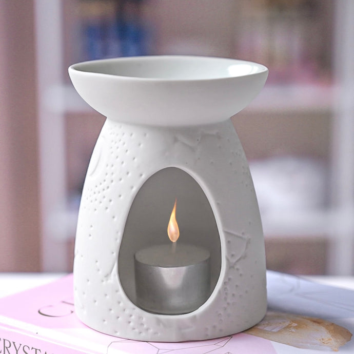 embossed ceramic celestial burner for oils and wax melts