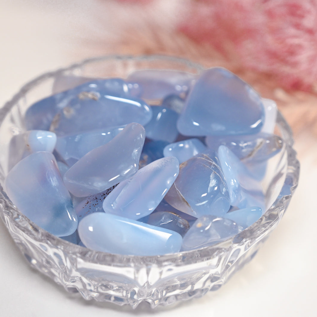 blue chalcedony tumble stones