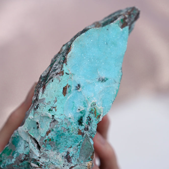 raw druzy chrysocolla with malachite