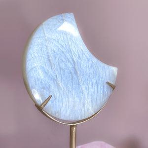 extra flashy white moonstone | moon on stand A