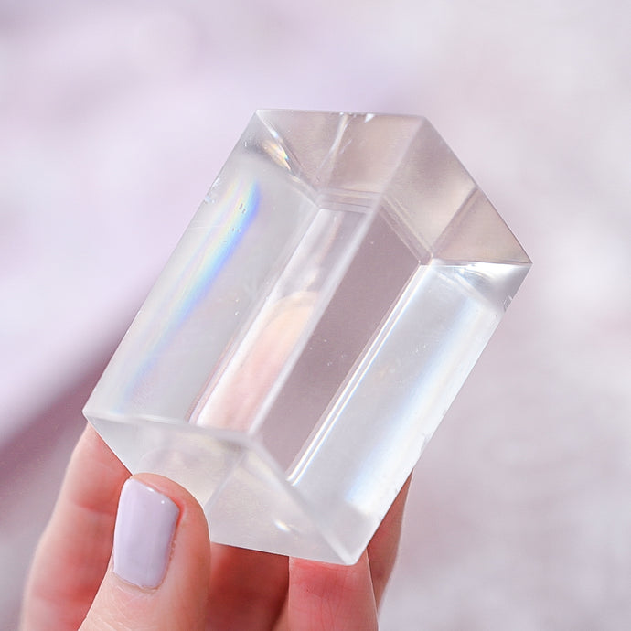polished optical calcite rhombus
