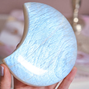 extra flashy white moonstone | moon on stand A