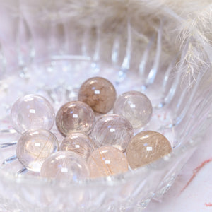high grade rutilated quartz mini spheres