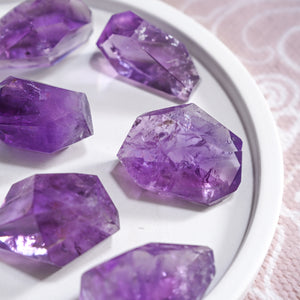 gemmy amethyst faceted freeforms | large