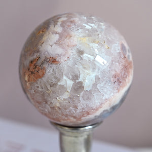 quartzy pink amethyst x flower agate | sphere n