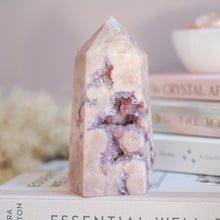 Load image into Gallery viewer, pink amethyst x flower agate with druzy amethyst | tower i