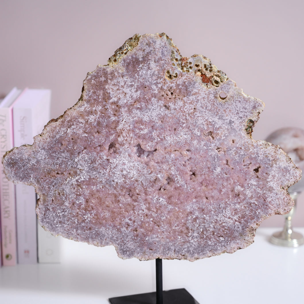 pink amethyst slice on stand | double-sided