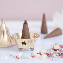 Load image into Gallery viewer, small brass incense cone burner