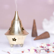 Load image into Gallery viewer, small brass incense cone burner