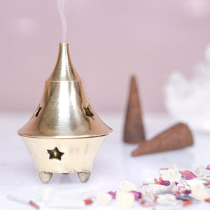 small brass incense cone burner