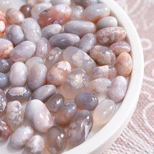 flower agate jelly bean tumble stones