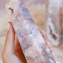 Load image into Gallery viewer, pink amethyst x flower agate with druzy amethyst | tower j