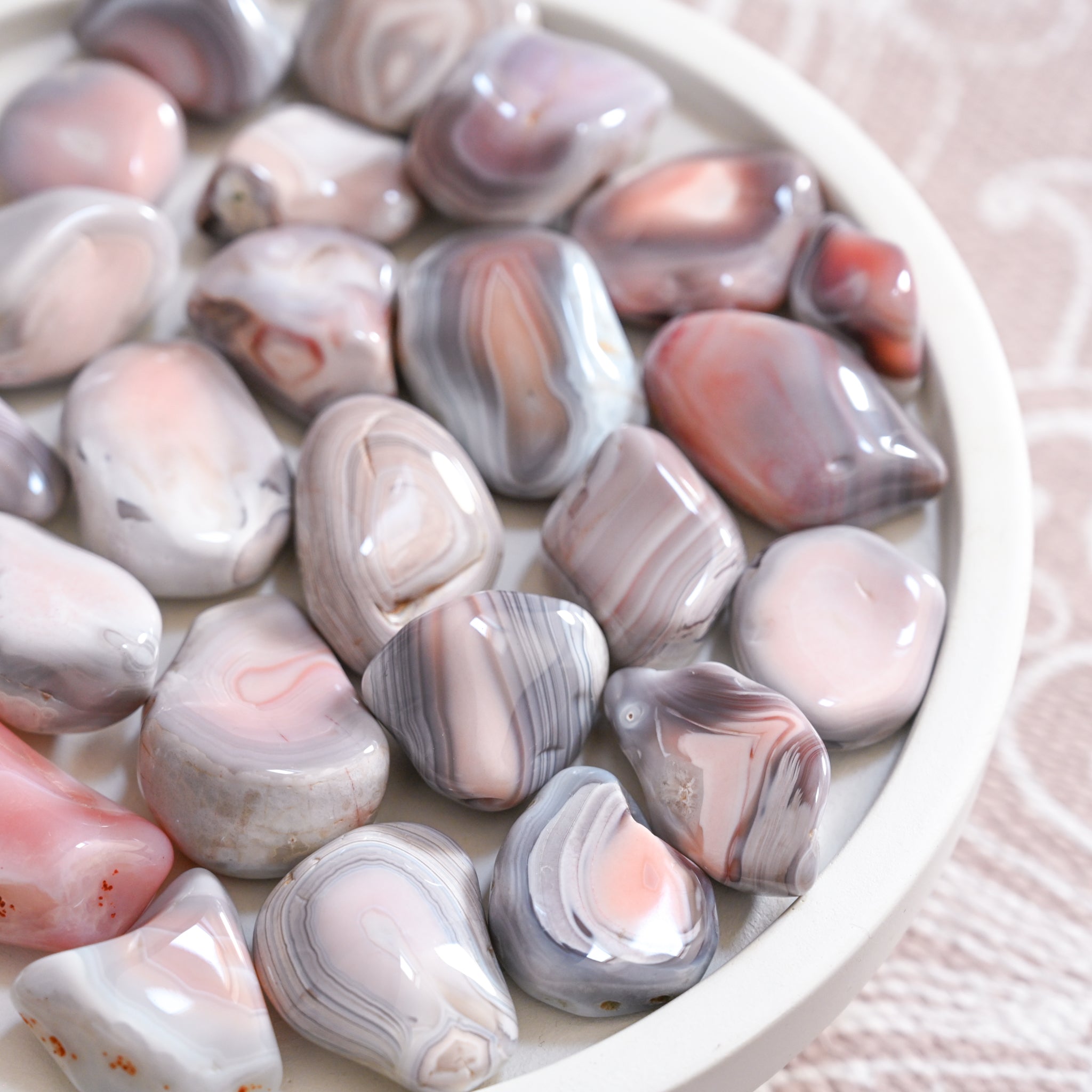 pink botswana agate tumble stones