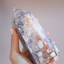 Load image into Gallery viewer, pink amethyst x flower agate with druzy amethyst | tower k
