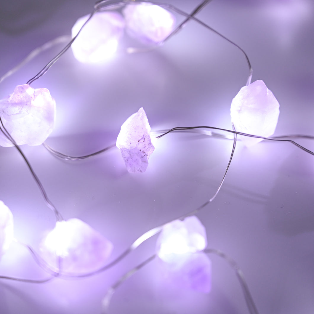 raw crystal string lights