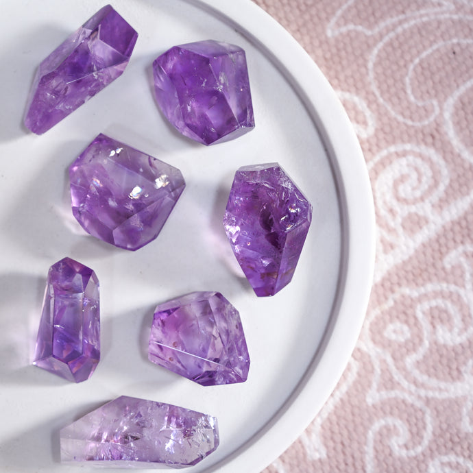 gemmy amethyst faceted freeforms | medium