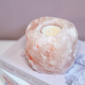 natural pink himalayan salt tea light holder
