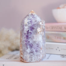 Load image into Gallery viewer, flower agate with druzy amethyst | tower g