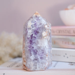 flower agate with druzy amethyst | tower g